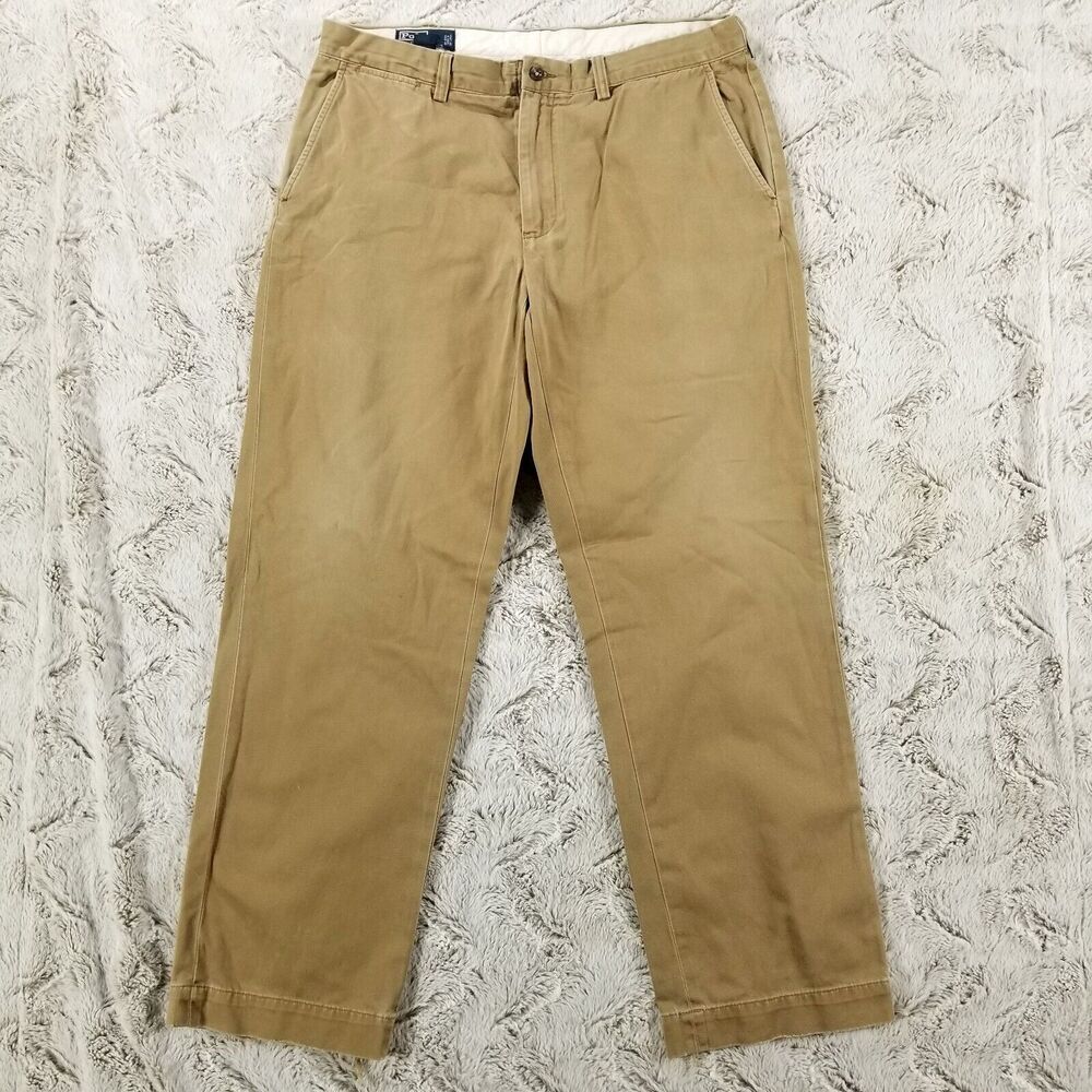 Polo By Ralph Lauren Preston Pants Mens 36×32 Brown Chino Flat front Straight